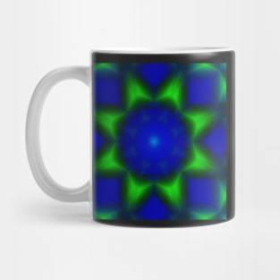 A bright green bloom on blue Mug